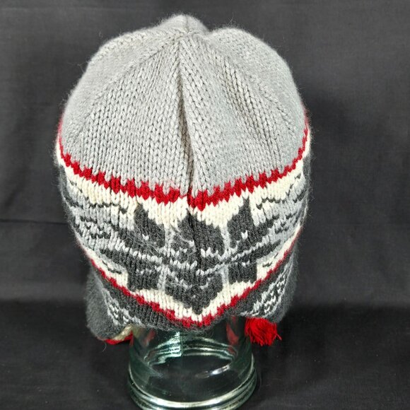 GAP Kids Big Kid Knit Ear Flap Trapper Hat Fair Isle Faux Fur Lining & Pom Poms - Picture 4 of 10